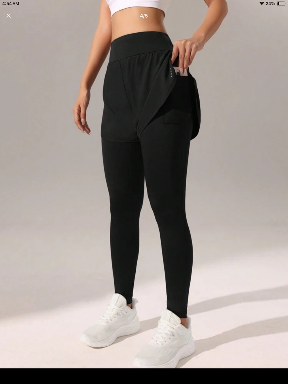 High-Waist Black 2-in-1 Leggings with Skirt Overlay Brand new